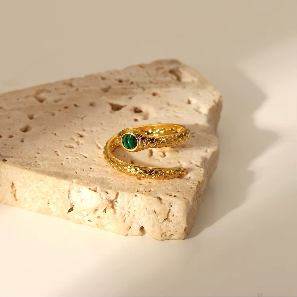 18K Gold Plated Stainless Steel Snake Adjustable Ring